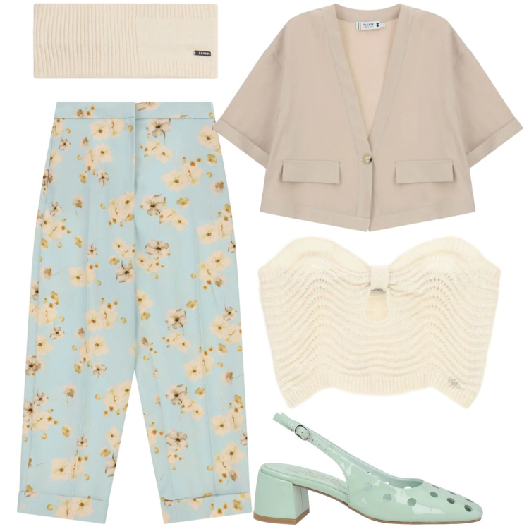 Outfit donna - Total look #2424969. Stile Casual per Tutti i giorni. Abbinamento con décolleté, pantaloni, cappotti, top, accessori per capelli.