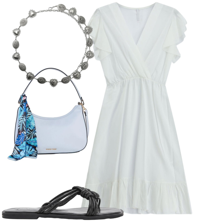 Outfit donna - Total look #2424976. Stile Casual chic per Tutti i giorni. Abbinamento con borse a mano, cinture, vestiti corti, sandali.