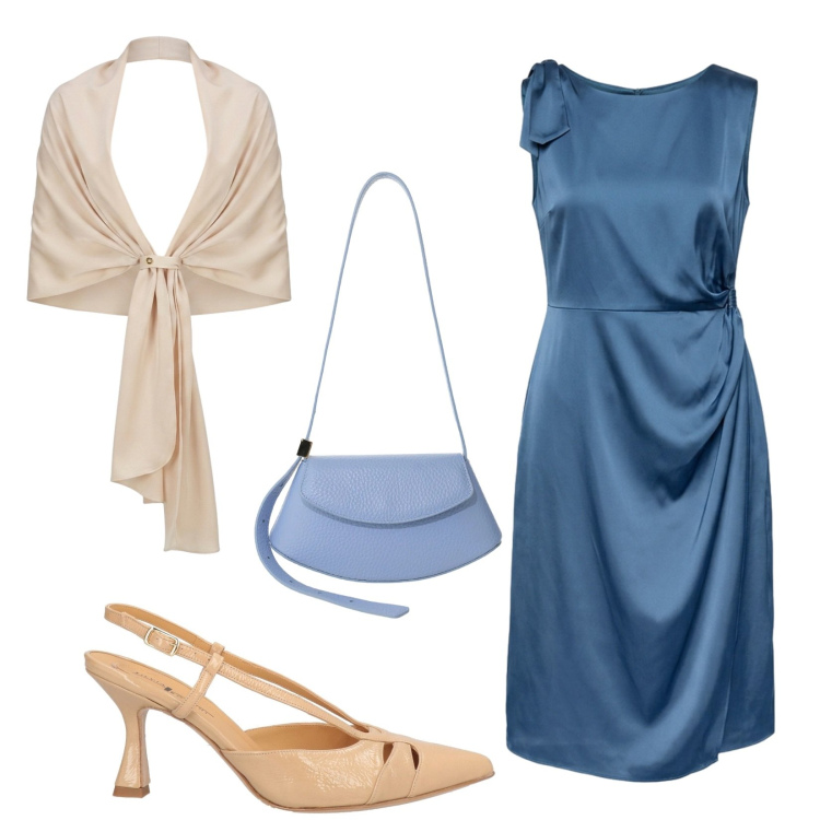 Outfit donna - Total look #2424978. Stile Bon Ton per Cerimonia. Abbinamento con décolleté, borse a spalla, stole, vestiti midi/longuette.