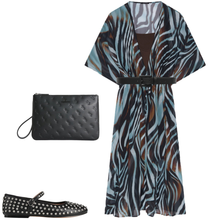 Outfit donna - Abito Fiorella Rubino. Stile Casual chic per Ufficio. Abbinamento con ballerine, anelli, cinture, caftani.