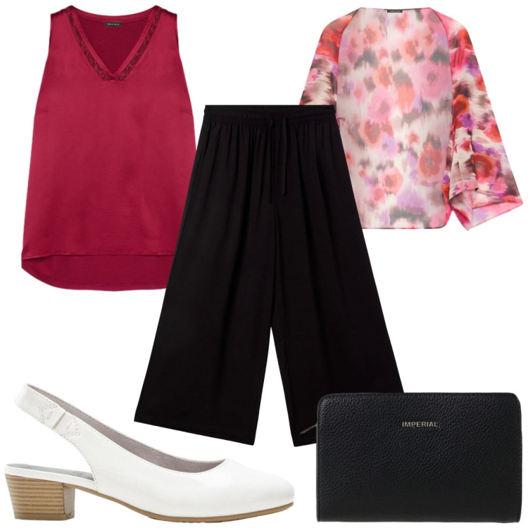 Outfit donna - Total look #2425009. Stile Casual per Tutti i giorni. Abbinamento con décolleté, pantaloni a palazzo, borse a tracolla, top, blazer.