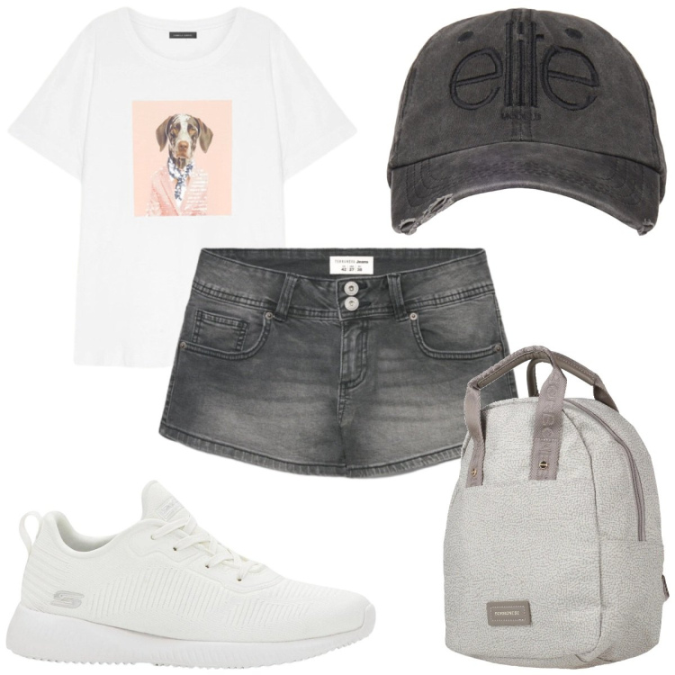 Outfit donna - Total look #2425012. Stile Basic per Tutti i giorni. Abbinamento con zaini, sneakers, shorts, cappelli, t-shirt.