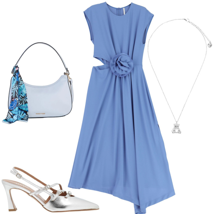 Outfit donna - Total look #2425032. Stile Chic per Serata fuori. Abbinamento con décolleté, borse a mano, vestiti midi/longuette, ciondoli.