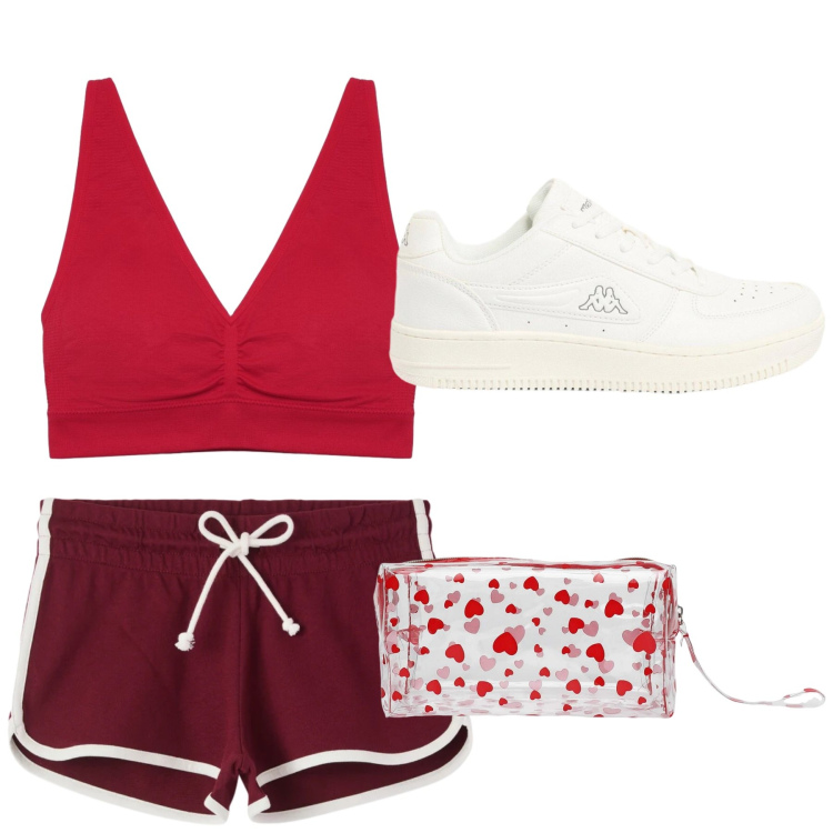 Outfit donna - Total look #2425059. Stile Basic per Sport. Abbinamento con sneakers, shorts, canottiere, valigie.