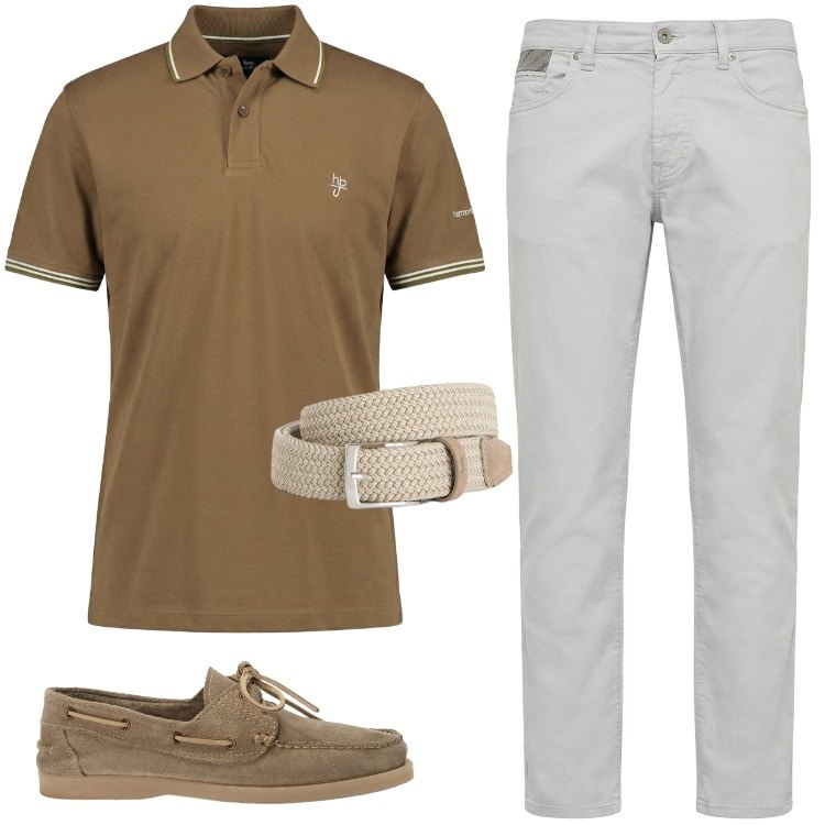 Outfit uomo - Total look #2425071. Stile Casual per Tutti i giorni. Abbinamento con pantaloni, scarpe stringate, polo, cinture.
