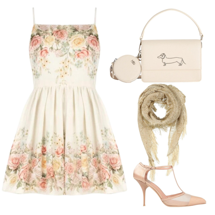 Outfit donna - Total look #2425088. Stile Glamour per Cerimonia. Abbinamento con décolleté, stole, borse a tracolla, vestiti corti.