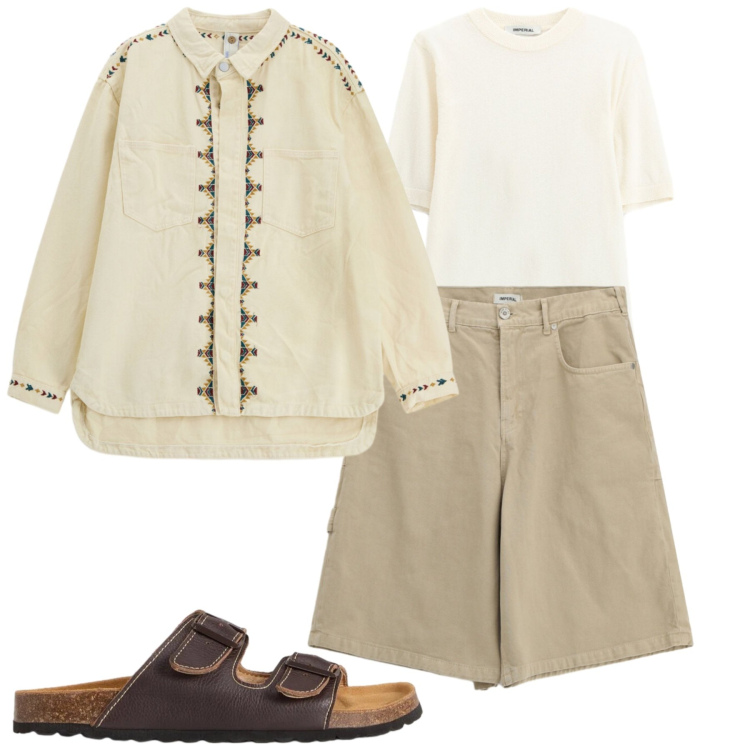 Outfit uomo - In vacanza. Stile Casual per Mare. Abbinamento con sandali, camicie, bermuda, t-shirt.