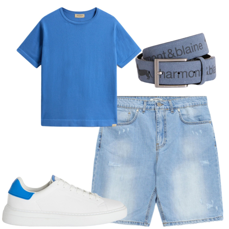 Outfit uomo - Total look #2425095. Stile Casual per Tutti i giorni. Abbinamento con cinture, sneakers, t-shirt, bermuda.