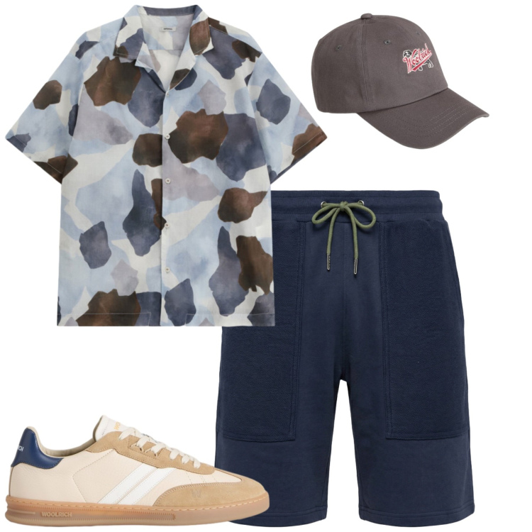 Outfit uomo - Total look #2425097. Stile Casual per Tutti i giorni. Abbinamento con pantaloni corti, sneakers, cappelli con visiera, camicie a manica corta.