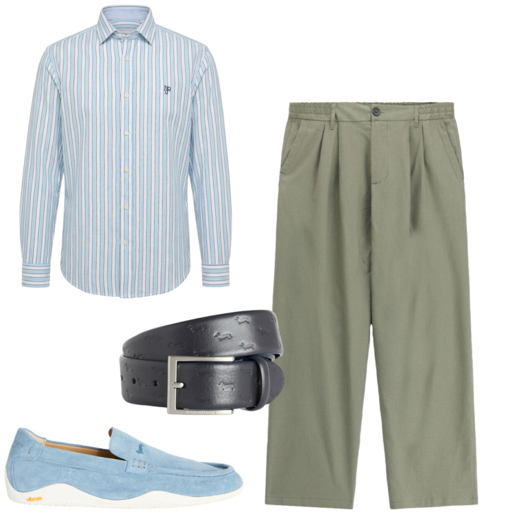 Outfit uomo - Summer. Stile Urban per Tutti i giorni. Abbinamento con cinture, scarpe stringate, camicie, pantaloni.