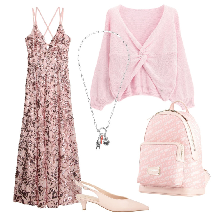 Outfit donna - Total look #2425117. Stile Bon Ton per Tutti i giorni. Abbinamento con décolleté, zaini, vestiti lunghi, cardigans, ciondoli.