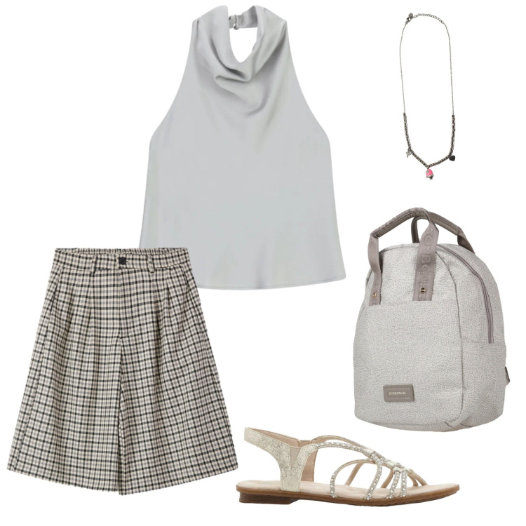 Outfit donna - Total look #2425122. Stile Casual chic per Tutti i giorni. Abbinamento con zaini, sandali, bermuda, top, ciondoli.