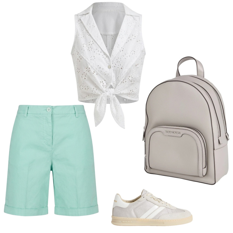 Outfit donna - Total look #2425125. Stile Casual chic per Tutti i giorni. Abbinamento con zaini, bermuda, sneakers, top.