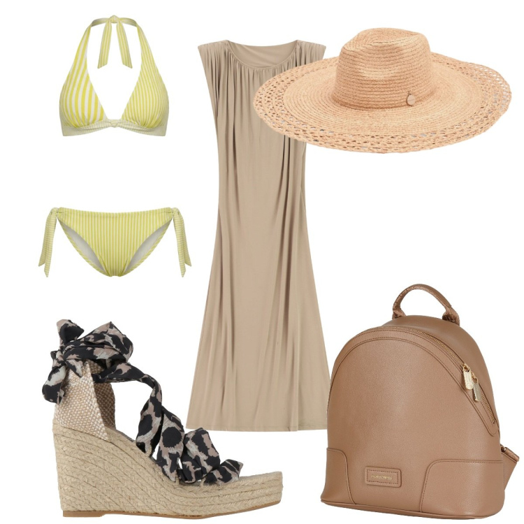 Outfit donna - Total look #2425166. Stile Etnico per Mare. Abbinamento con zaini, espadrillas, bikini, vestiti lunghi, cappelli.