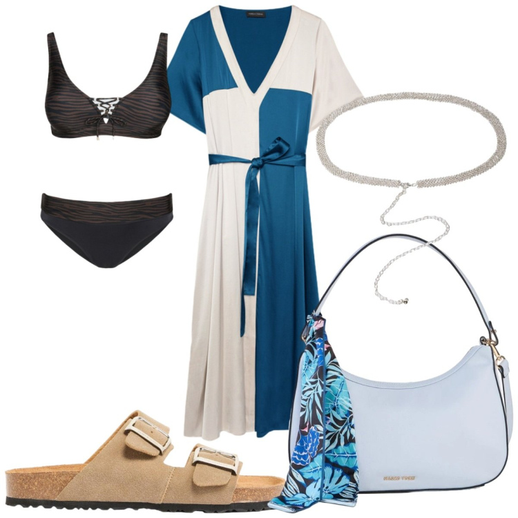 Outfit donna - Total look #2425184. Stile Trendy per Mare. Abbinamento con borse a mano, ciabatte, cinture, vestiti midi/longuette, bikini.