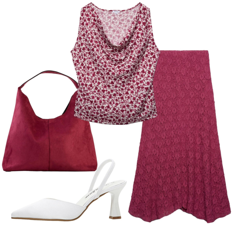 Outfit donna - Total look #2425227. Stile Basic per Serata fuori. Abbinamento con décolleté, borse a spalla, gonne lunghe, top.