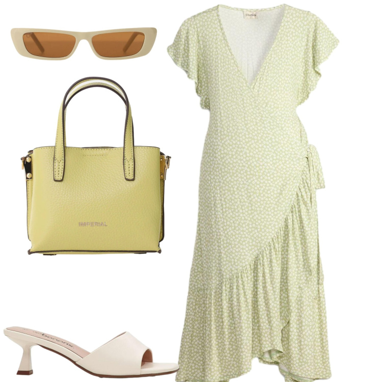 Outfit donna - Summer. Stile Casual chic per Tutti i giorni. Abbinamento con sandali, vestiti, occhiali da sole, borse a tracolla.