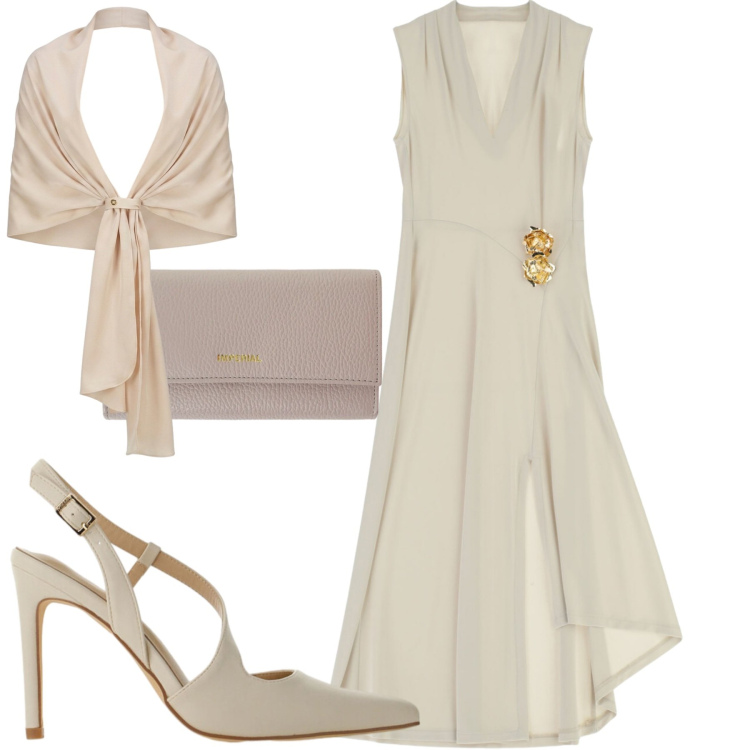 Outfit donna - Abito imperial. Stile Chic per Serata fuori. Abbinamento con stole, vestiti midi/longuette, décolleté, portafogli.