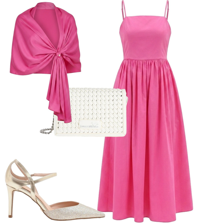 Outfit donna - Summer. Stile Chic per Cerimonia. Abbinamento con borse a tracolla, vestiti midi/longuette, décolleté, stole.
