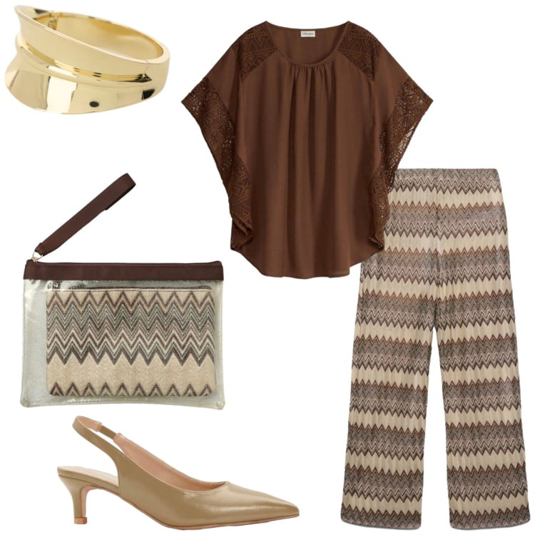Outfit donna - Total look #2425299. Stile Etnico per Serata fuori. Abbinamento con tuniche, décolleté, pochette, pantaloni, braccialetti.