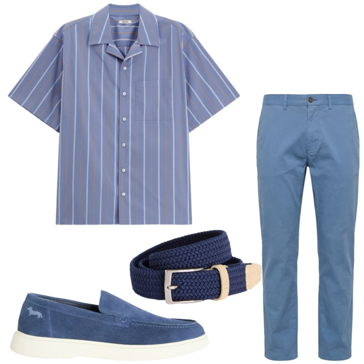 Outfit uomo - Total look #2425312. Stile Business/Elegante per Ufficio. Abbinamento con pantaloni, cinture, scarpe stringate, camicie a manica corta.