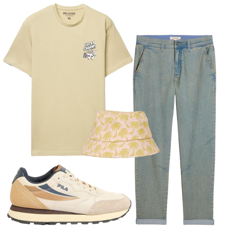 Outfit uomo - Total look #2425314. Stile Trendy per Tutti i giorni. Abbinamento con jeans dritti, sneakers, cappelli con visiera, t-shirt.