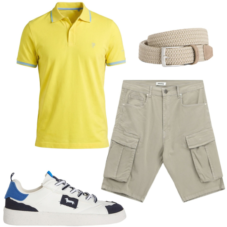 Outfit uomo - Total look #2425316. Stile Casual per Tutti i giorni. Abbinamento con sneakers, polo, cinture, bermuda.