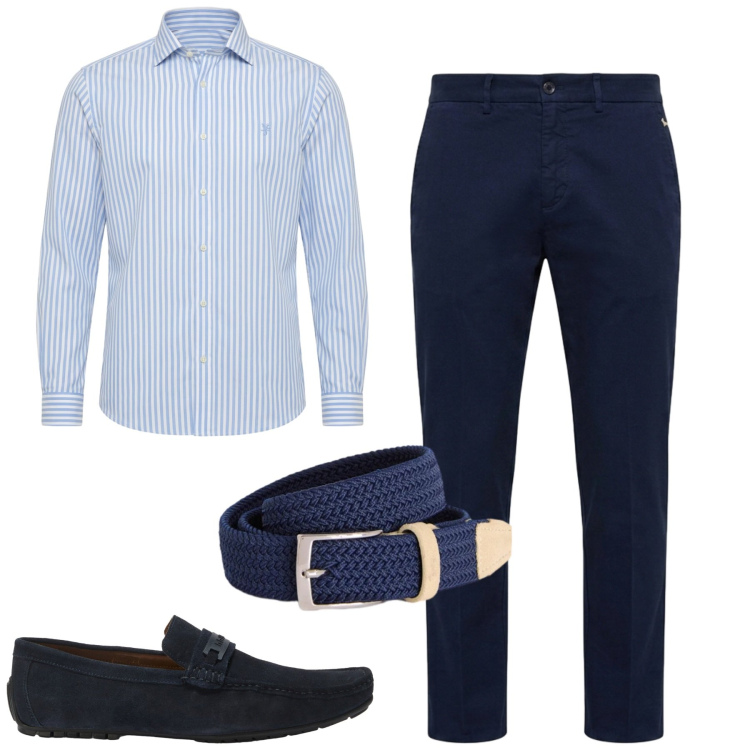 Outfit uomo - City. Stile Urban per Tutti i giorni. Abbinamento con scarpe stringate, camicie, pantaloni chino, cinture.