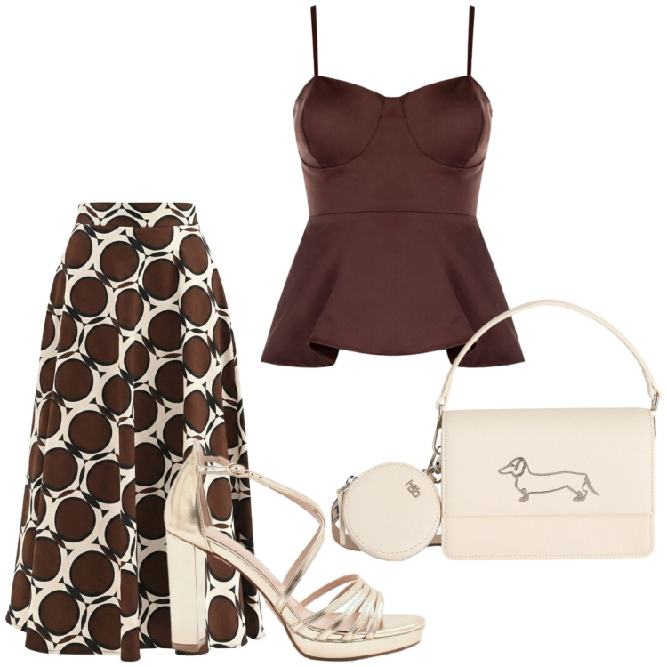 Outfit donna - Cerimonia chic. Stile Chic per Cerimonia. Abbinamento con borse a tracolla, canottiere, sandali col tacco, gonne lunghe.