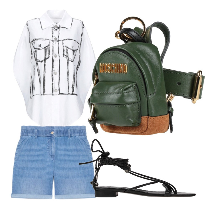 Outfit donna - Easy curvy. Stile Basic per Tutti i giorni. Abbinamento con camicie a manica corta, marsupi, infradito, shorts.