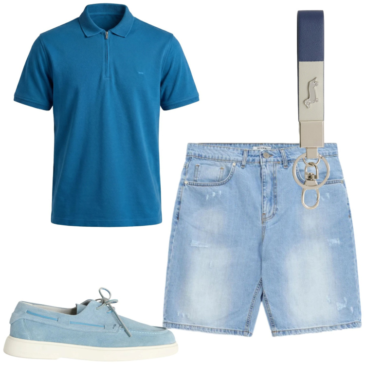 Outfit uomo - Total look #2425438. Stile Casual per Tutti i giorni. Abbinamento con polo, scarpe stringate, portachiavi, bermuda.