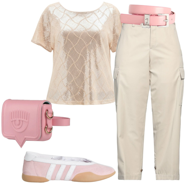 Outfit donna - Total look #2425523. Stile Casual per Ufficio. Abbinamento con marsupi, ballerine, pantaloni cargo, bluse, cinture.