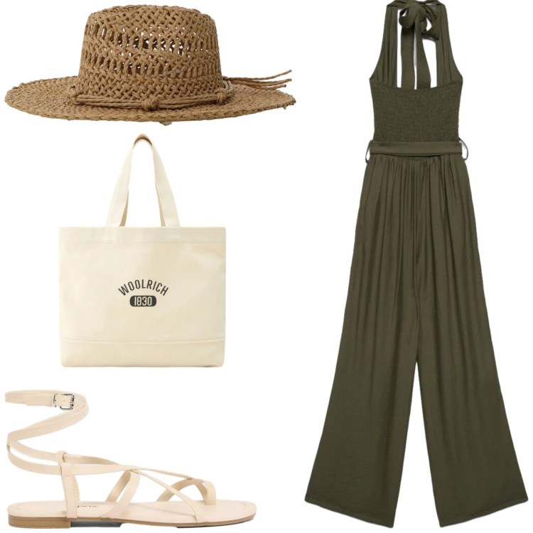 Outfit donna - Total look #2425528. Stile Casual chic per Tutti i giorni. Abbinamento con sandali, tute, cappelli, borse tote.