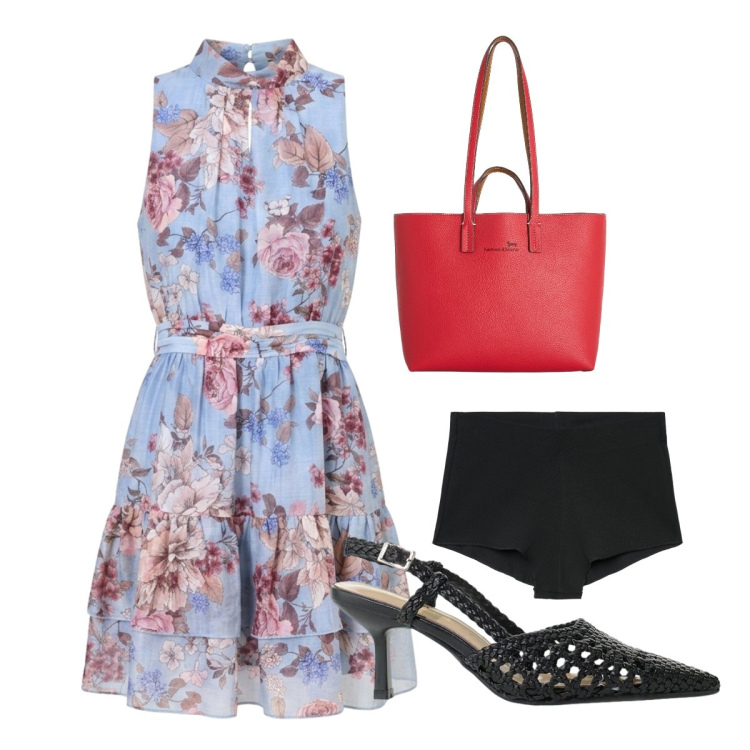 Outfit donna - Oggi mi vesto così. Stile Romantica per Cerimonia. Abbinamento con culotte, shopping bag, décolleté, vestiti corti.