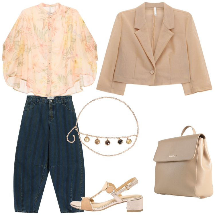 Outfit donna - Pesca melba. Abbinamento con zaini, sandali col tacco, cinture, jeans, bluse, blazer.
