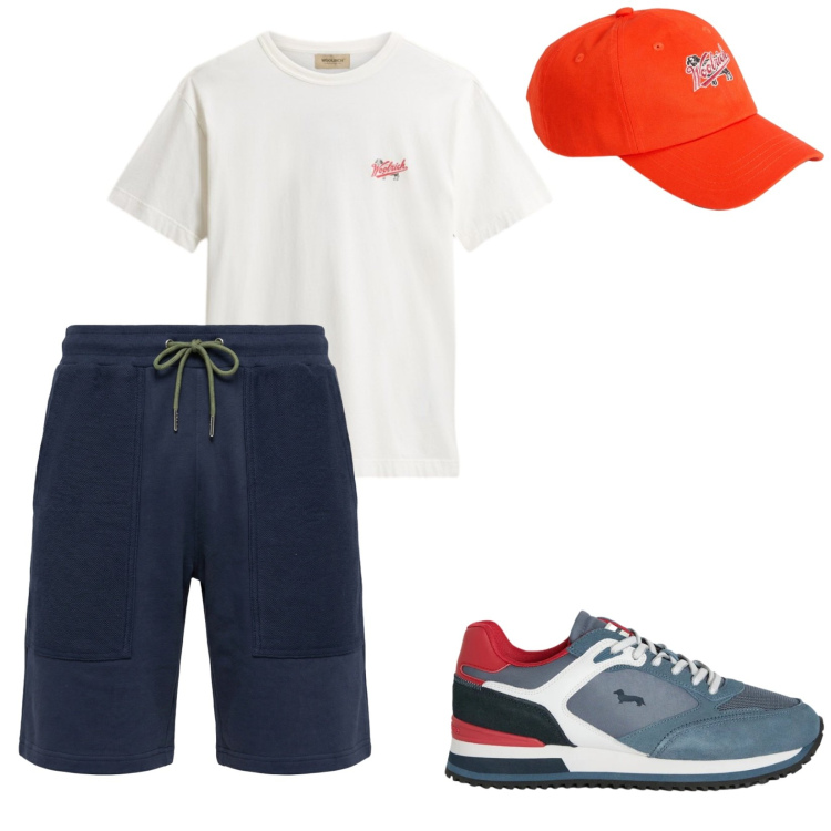 Outfit uomo - Total look #2425761. Stile Casual per Tutti i giorni. Abbinamento con pantaloni corti, sneakers, cappelli con visiera, t-shirt.