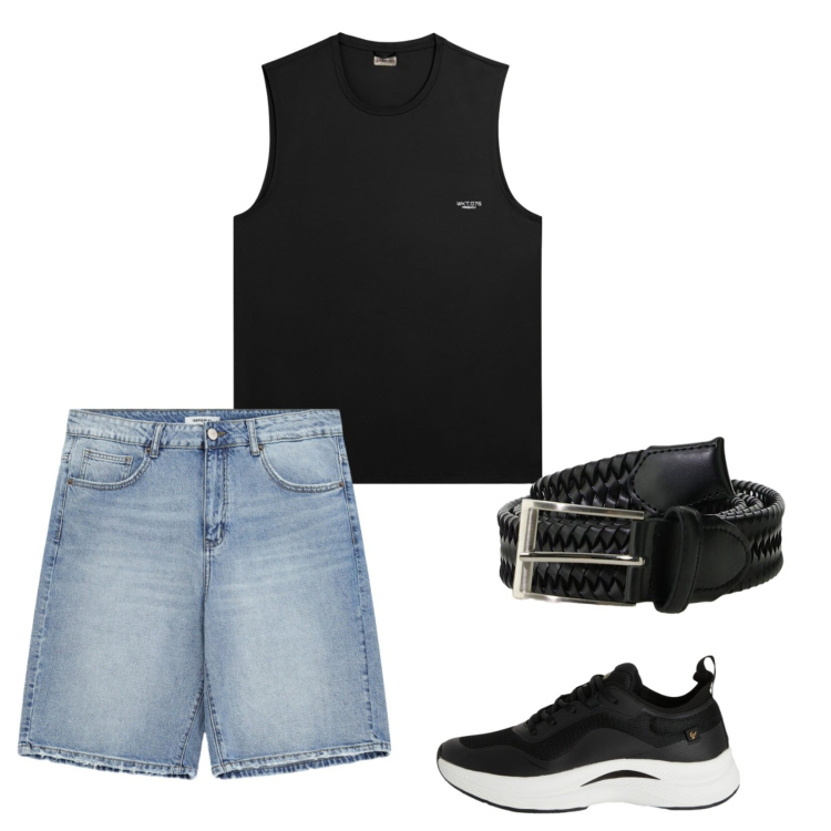 Outfit uomo - Boys in town. Stile Casual per Tutti i giorni. Abbinamento con canottiere, sneakers, cinture, bermuda.