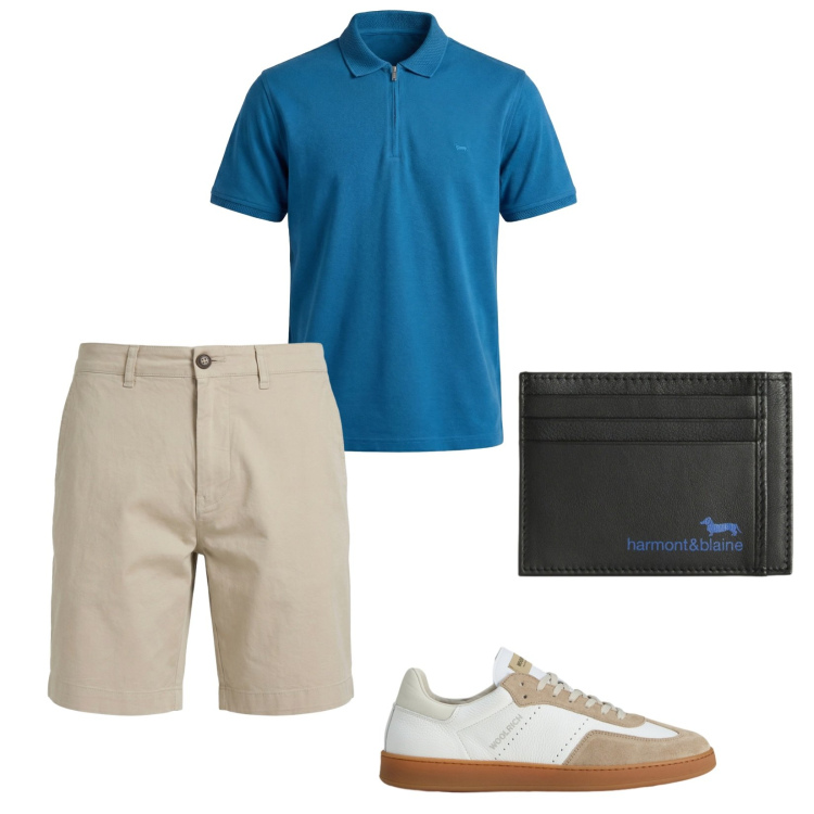 Outfit uomo - Semplicemente elegante. Stile Casual per Tutti i giorni. Abbinamento con portafogli, polo, bermuda, sneakers.
