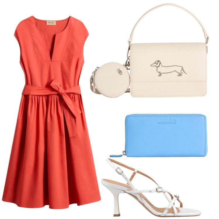 Outfit donna - Total look #2425772. Stile Casual per Tutti i giorni. Abbinamento con sandali in pelle, portafogli, borse a tracolla, vestiti corti.