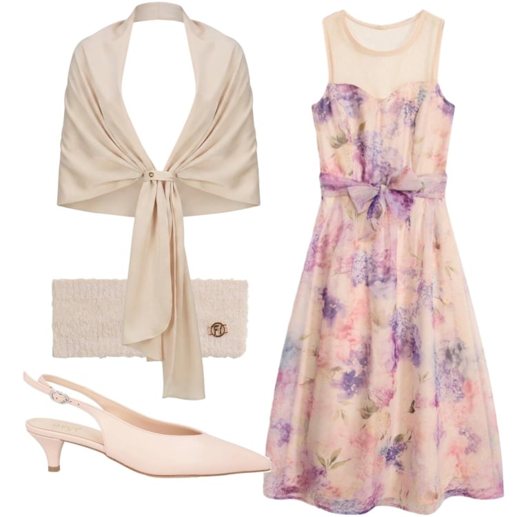 Outfit donna - Total look #2425877. Stile Romantica per Serata fuori. Abbinamento con décolleté, vestiti midi/longuette, stole, fasce per capelli.