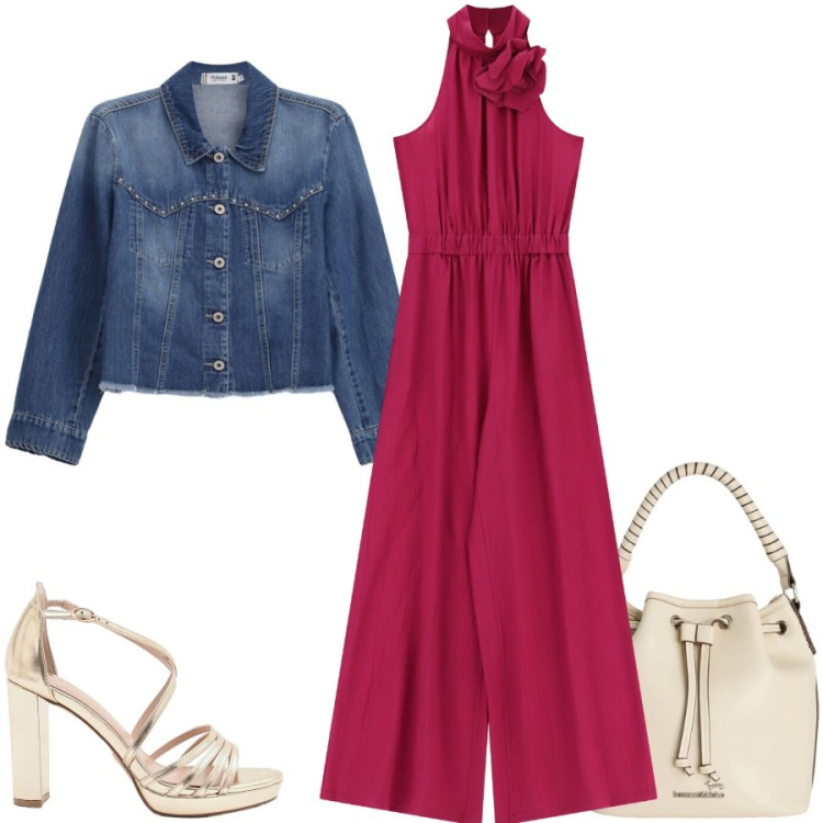 Outfit donna - Total look #2425882. Stile Casual chic per Tutti i giorni. Abbinamento con borse a secchiello, blazer, sandali col tacco, tute.
