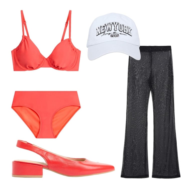Outfit donna - Estate 26. Stile Trendy per Mare. Abbinamento con décolleté, bikini, cappelli, vestiti da spiaggia.