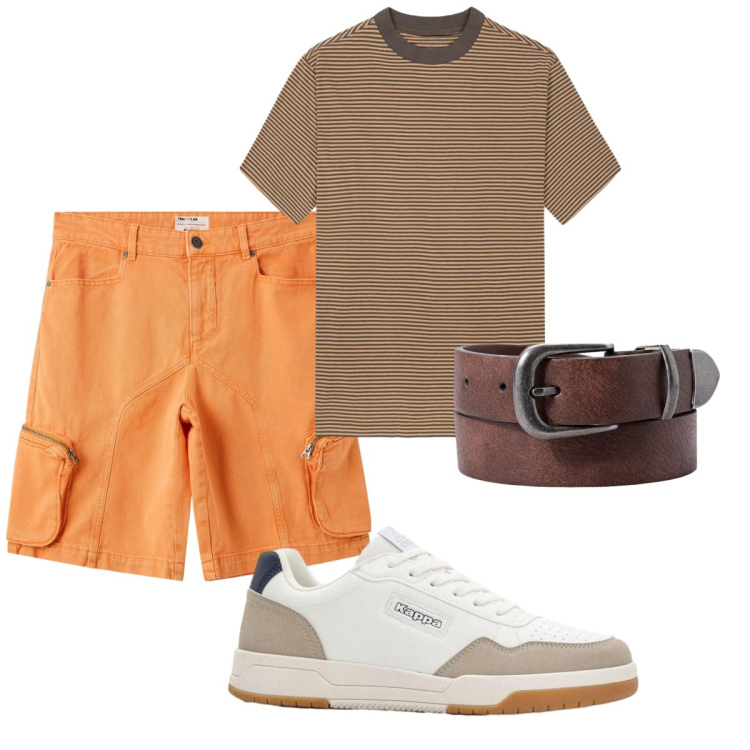 Outfit uomo - Total look #2425885. Stile Casual per Tutti i giorni. Abbinamento con sneakers, pantaloni corti, t-shirt, cinture.