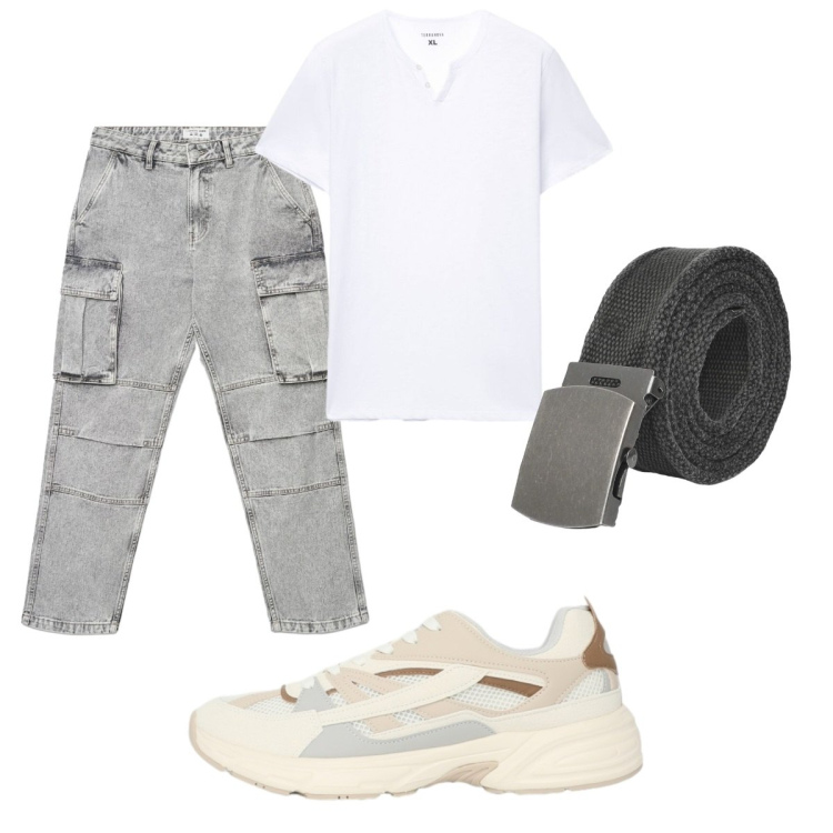 Outfit uomo - Total look #2425887. Stile Casual per Tutti i giorni. Abbinamento con sneakers, jeans, t-shirt, cinture.