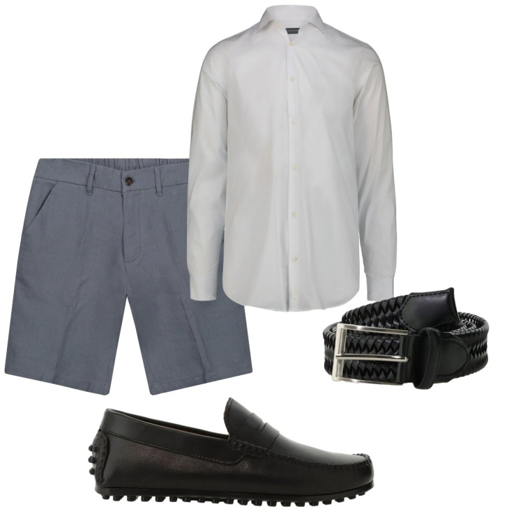 Outfit uomo - Total look #2425889. Stile Trendy per Tutti i giorni. Abbinamento con bermuda, camicie, scarpe stringate, cinture.