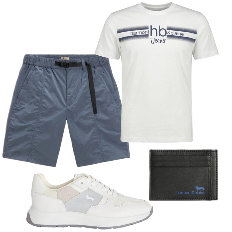 Outfit uomo - Total look #2425890. Stile Trendy per Tutti i giorni. Abbinamento con sneakers, portafogli, t-shirt, pantaloni corti.