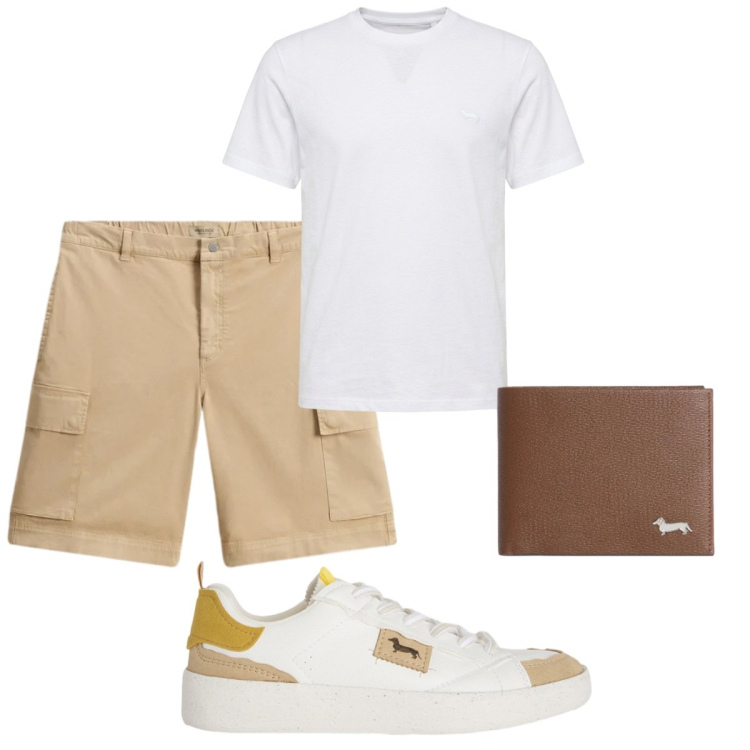 Outfit uomo - Total look #2425891. Stile Trendy per Tutti i giorni. Abbinamento con sneakers, t-shirt, portafogli, pantaloni corti.