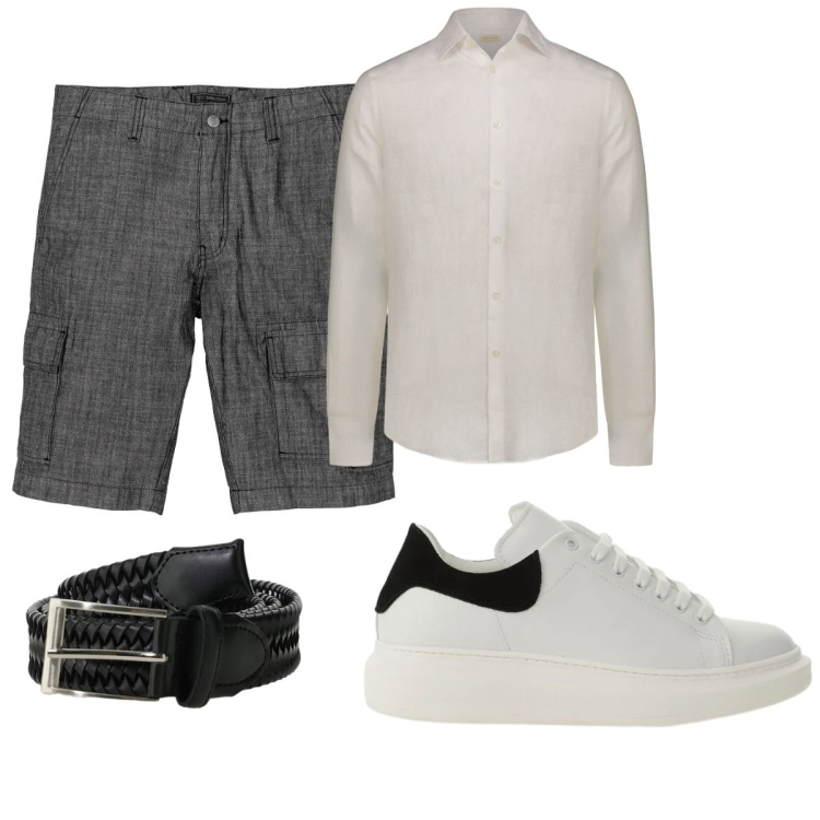 Outfit uomo - Total look #2425894. Stile Trendy per Tutti i giorni. Abbinamento con bermuda, camicie, sneakers, cinture.