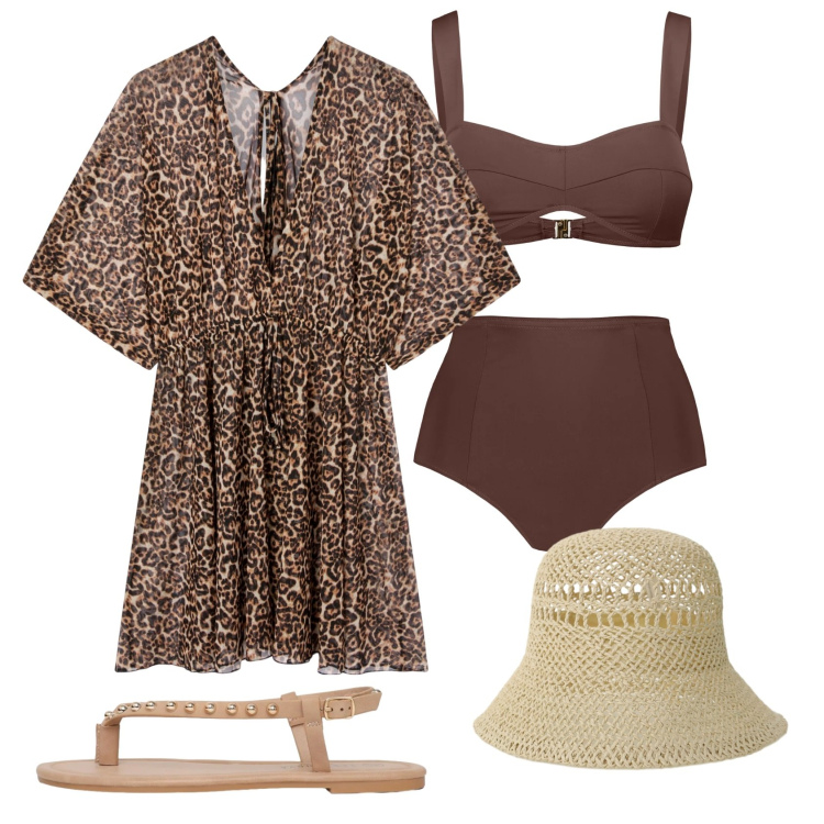 Outfit donna - Total look #2425914. Stile Basic per Mare. Abbinamento con ciabatte, vestiti da spiaggia, cappelli, bikini.