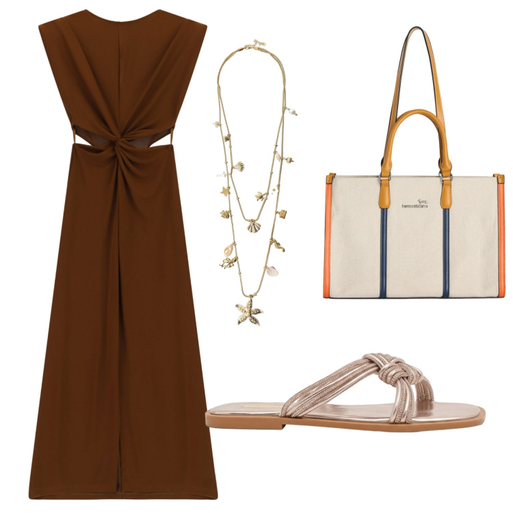 Outfit donna - Total look #2425925. Stile Minimal per Serata fuori. Abbinamento con borse tote, sandali, vestiti lunghi, collane.